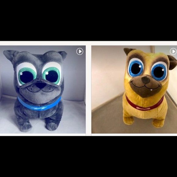 $5 each! DISNEY BUNDLE 2 Plush Dogs! Bingo & Rolly pals grey Pug stuffed Animal - Picture 1 of 16